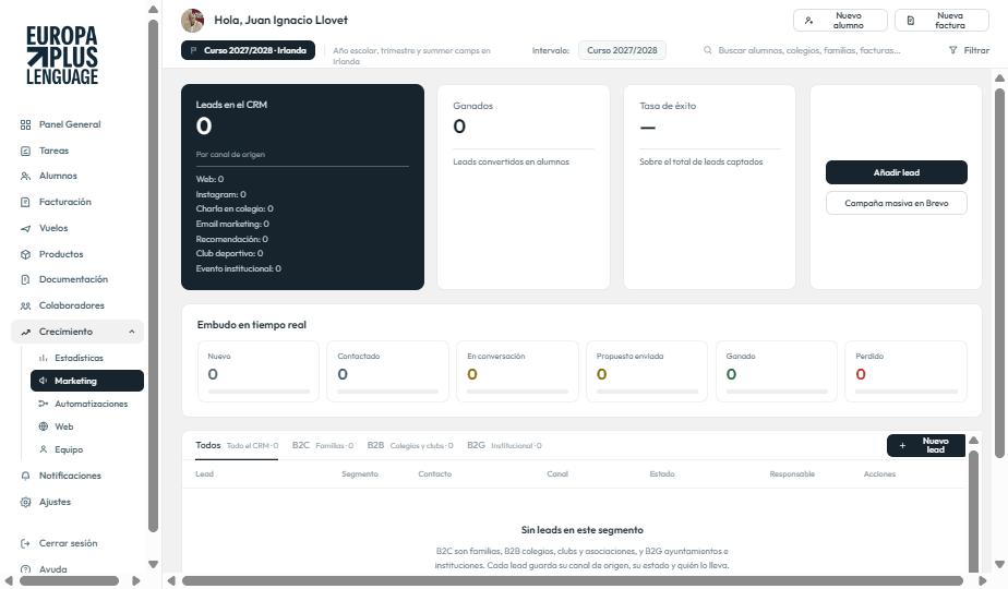 CRM de leads y embudo