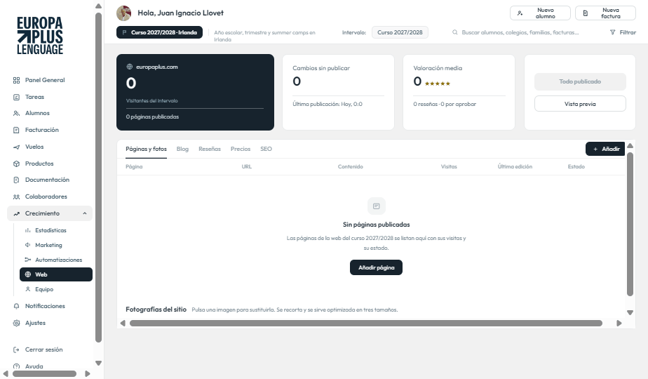 Gestor de contenidos de la web